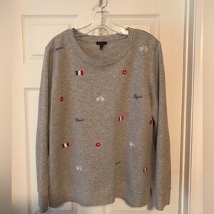 Cotton blend grey sweatshirt with a French motives Size L.